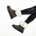 Cizme dama verzi din piele ecologica si material textil Aubrielle