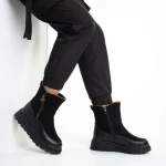 Cizme dama negre din piele ecologica si material textil Sutton