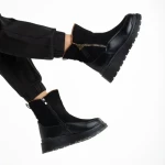 Cizme dama negre din piele ecologica si material textil Sutton