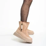 Cizme dama roz din piele ecologica si material textil Sutton