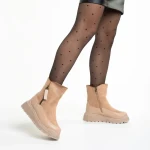 Cizme dama roz din piele ecologica si material textil Sutton