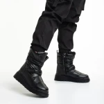 Cizme dama negre din piele ecolofica si material textil Xiomara
