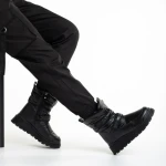 Cizme dama negre din piele ecolofica si material textil Xiomara