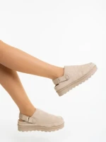 Papuci dama bej din material textil  Luara