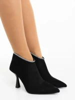 Botine dama negre din material textil Marida