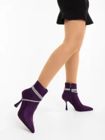 Botine dama mov  din material textil Lunima