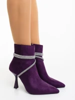 Botine dama mov  din material textil Lunima