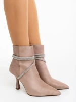 Botine dama bej din material textil Lunima