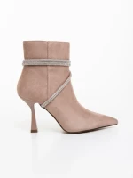 Botine dama bej din material textil Lunima