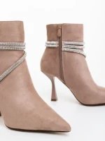 Botine dama bej din material textil Lunima