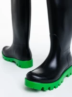 Cizme dama negre cu verde din cauciuc Filippa