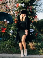 Cizme dama bej din piele ecologica si material textil Ramata