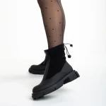 Cizme dama negre din piele ecologica si material textil Ramata
