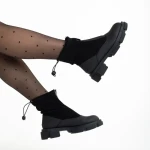 Cizme dama negre din piele ecologica si material textil Ramata