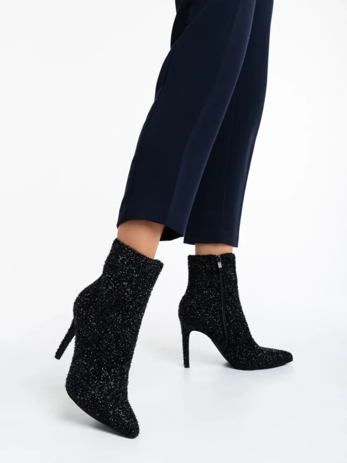 Botine dama negre din material textil Noelani
