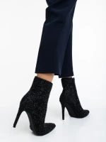 Botine dama negre din material textil Noelani