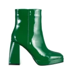 Botine dama verzi din piele ecologica lacuita Rosalita