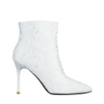 Botine dama albe din material textil Chiara