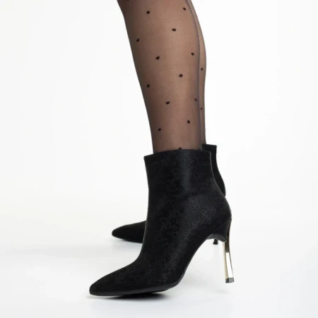 Botine dama negre din material textil Estela