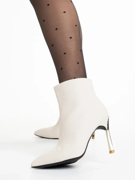 Botine dama albe din din material textil Estela