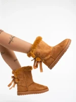 Cizme dama camel din material textil Taryn