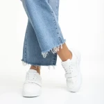 Pantofi sport dama albi din piele ecologica Sonal