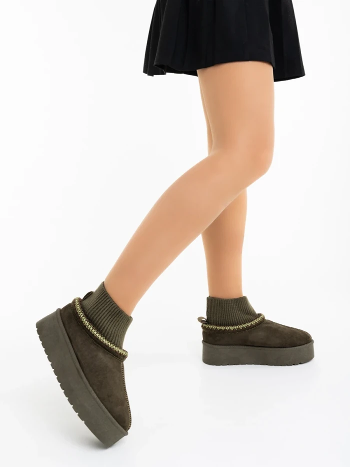 Cizme dama verzi din material textil Zenona