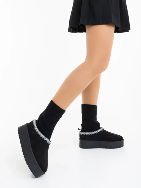 Cizme dama negre din material textil Diaza