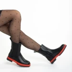 Cizme dama negre cu rosu din piele ecologica Verma