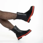 Cizme dama negre cu rosu din piele ecologica Verma
