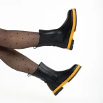 Cizme dama negre cu galben din piele ecologica Verma