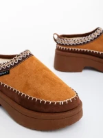 Papuci dama camel din material textil Zafira