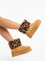 Cizme dama camel din material textil  Zalinda