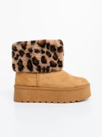 Cizme dama camel din material textil  Zalinda