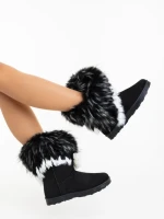 Cizme dama negre din material textil Vestigia