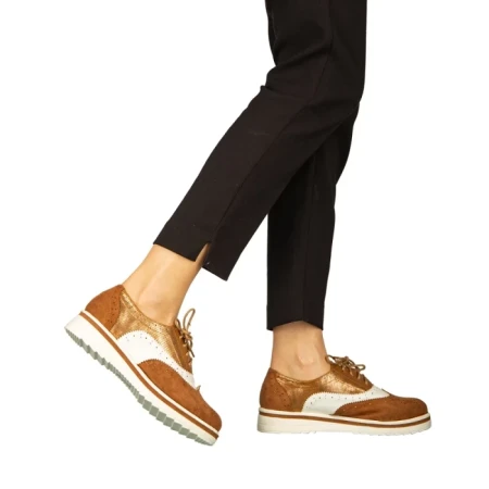 Pantofi dama casual fara toc din piele ecologica camel Darme