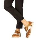 Pantofi dama casual fara toc din piele ecologica camel Darme