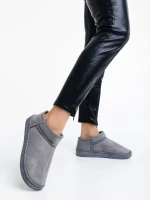 Cizme dama gri din material textil Enna