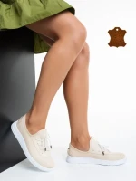 Pantofi casual dama bej din piele naturala Nilda