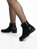 Botine dama negre din piele ecologica si material textil Ivy