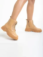 Ghete dama camel din piele ecologica Mirella