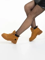 Ghete dama camel din piele ecologica Remona