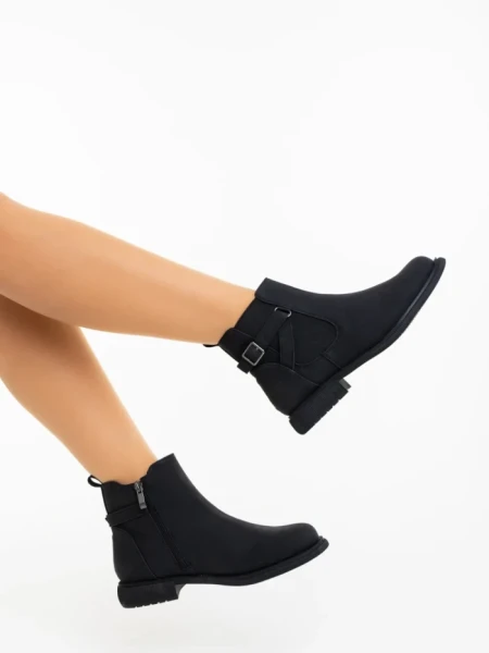 Botine dama negre din piele ecologica Ladymara