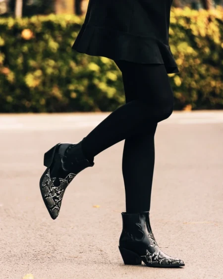 Botine dama negre din piele ecologica Kalanie