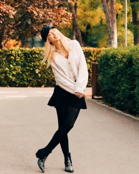 Botine dama negre din piele ecologica Kalanie