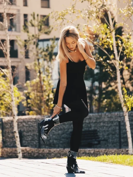 Botine dama negre din piele ecologica Sudie