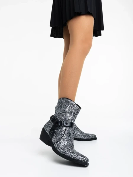 Botine dama negre din material textil Romey