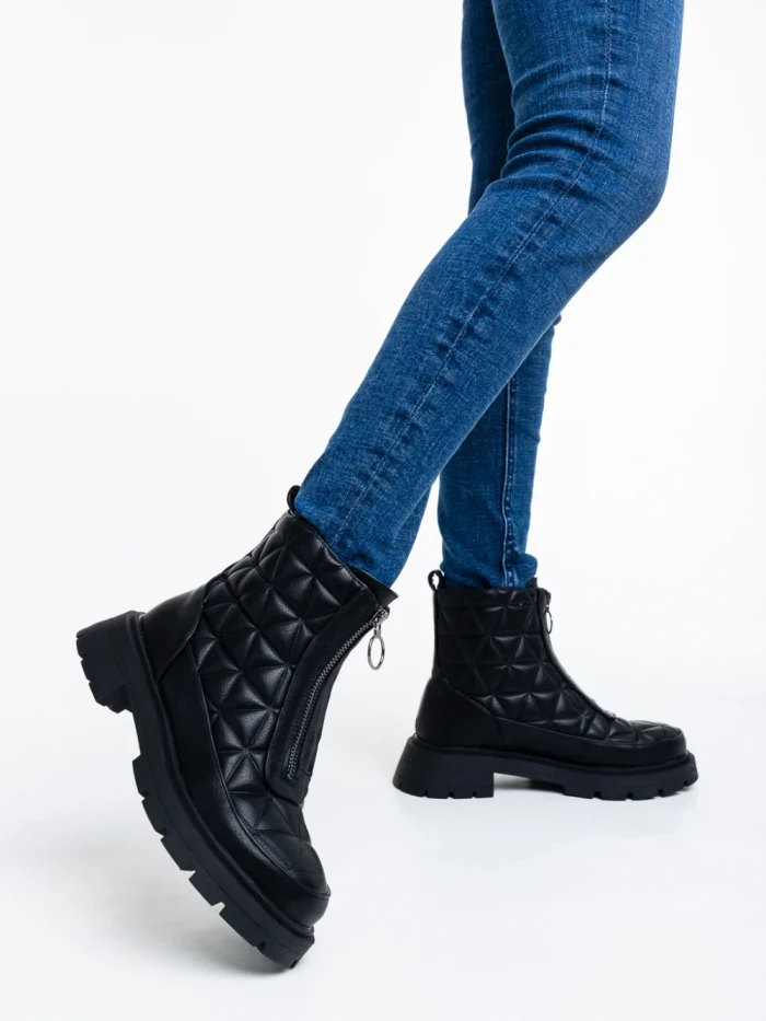 Botine dama negre din piele ecologica Katarina
