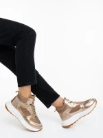 Pantofi sport dama aurii din material textil si material sintetic Varava
