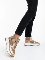 Pantofi sport dama aurii din material textil si material sintetic Varava